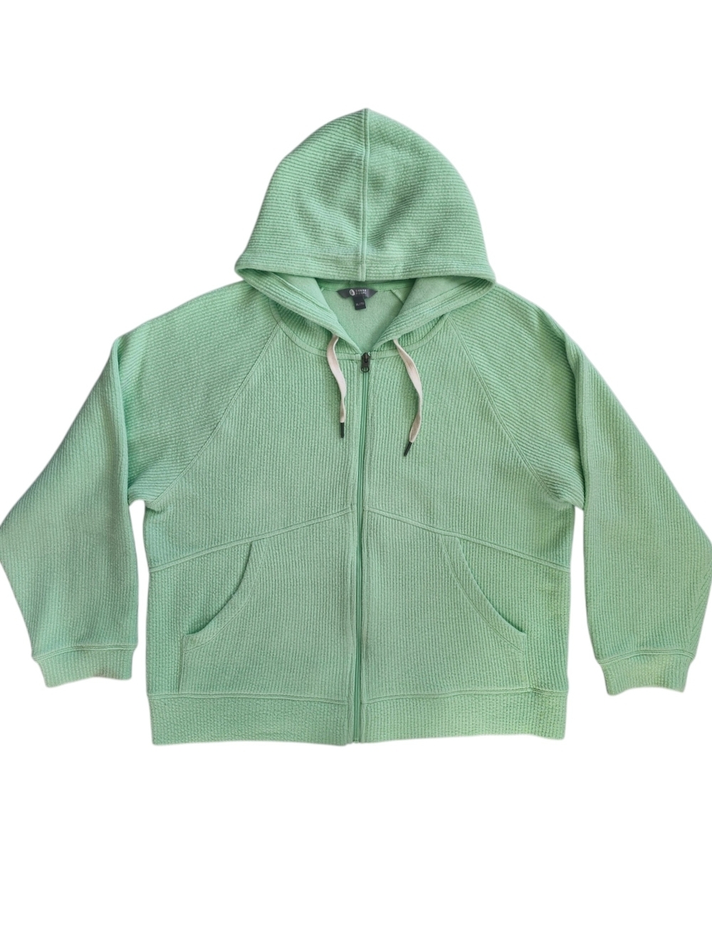 Sierra Designs Waffle Knit Zip Hoodie Green Thermal Sweatshirt Womens XL